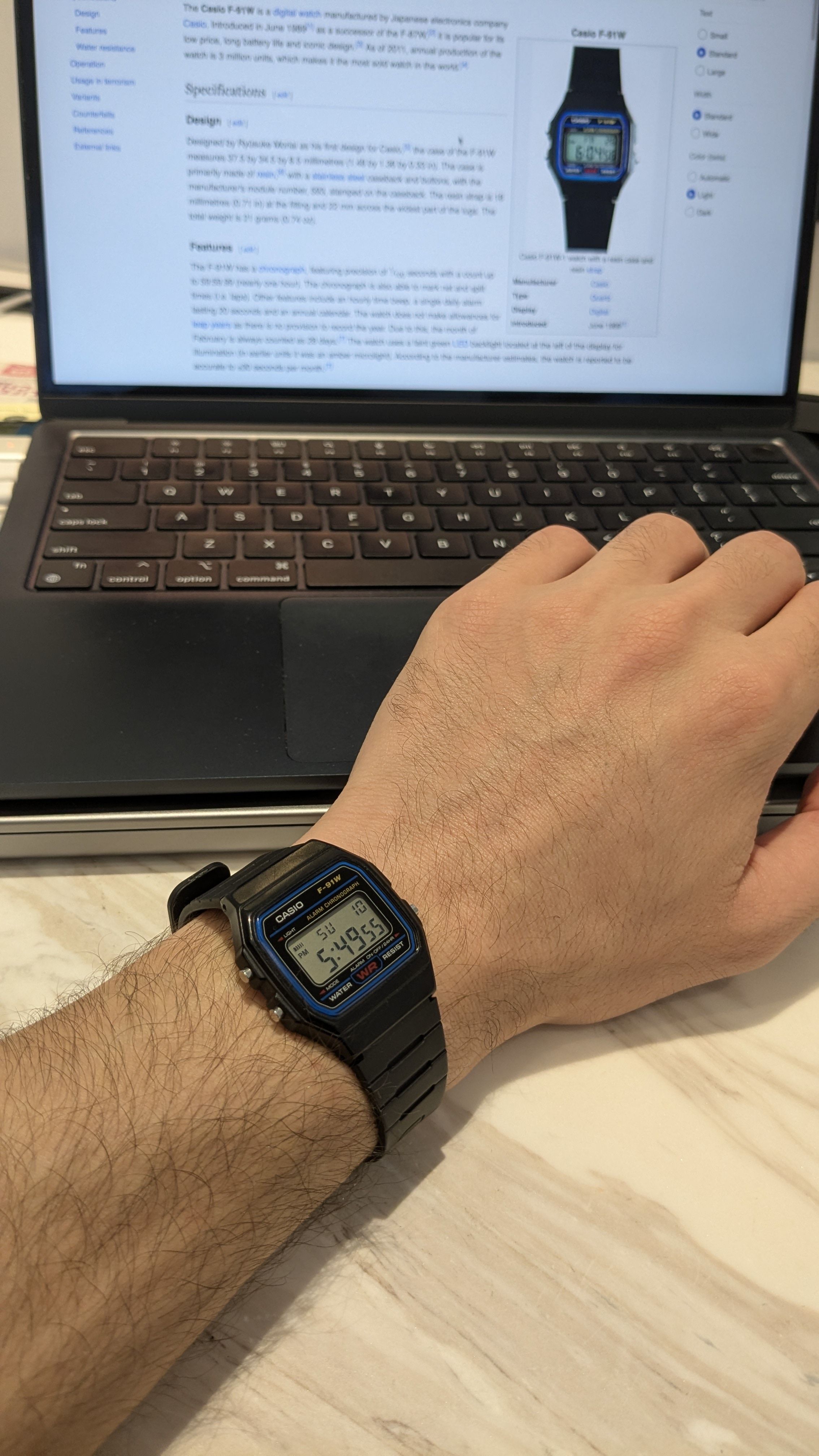 My Casio F91W, alive and well on my wrist